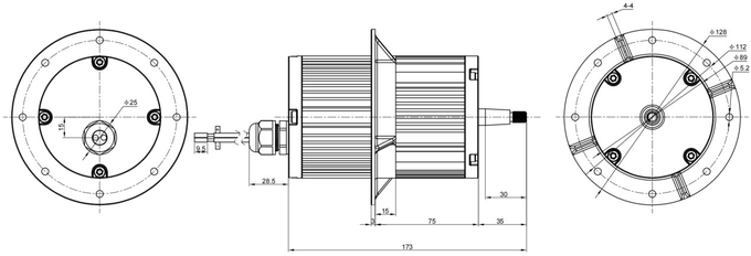 محرك مروحة BLDC الصناعي W89127 24V / 36V / 48VDC 2